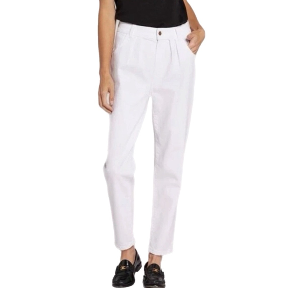NWT Current Elliott Arroyo White Front Pleated & Preppy Jeans Size 24 $228 MSRP